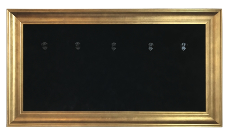 33 X 18 Mini Guitar Display Frame Black Suede Gold Leafing Holds 5 Models