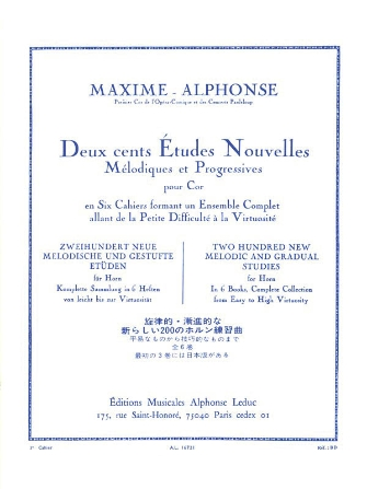 Deux cents Études Nouvelles Mélodiques et Progressives Pour Cor – Cahier 3: 40 Etudes Moyenne Force Deux cents Études Nouvelles Mélodiques et Progressives Pour Cor – Cahier 3: 40 Etudes Moyenne Force