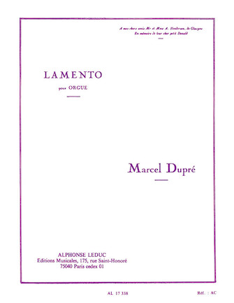 Lamento pour Orgue – Op. 24
