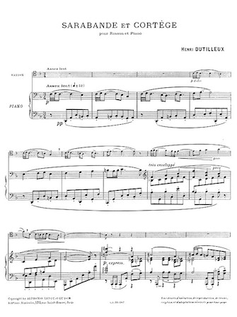 Sarabande et Cortege pour Basson et Piano