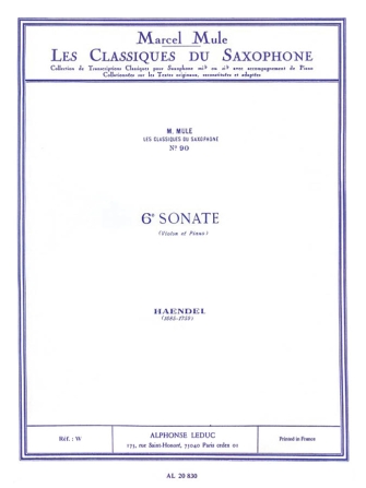 6e Sonate de Haendel [6th Sonate of Handel]